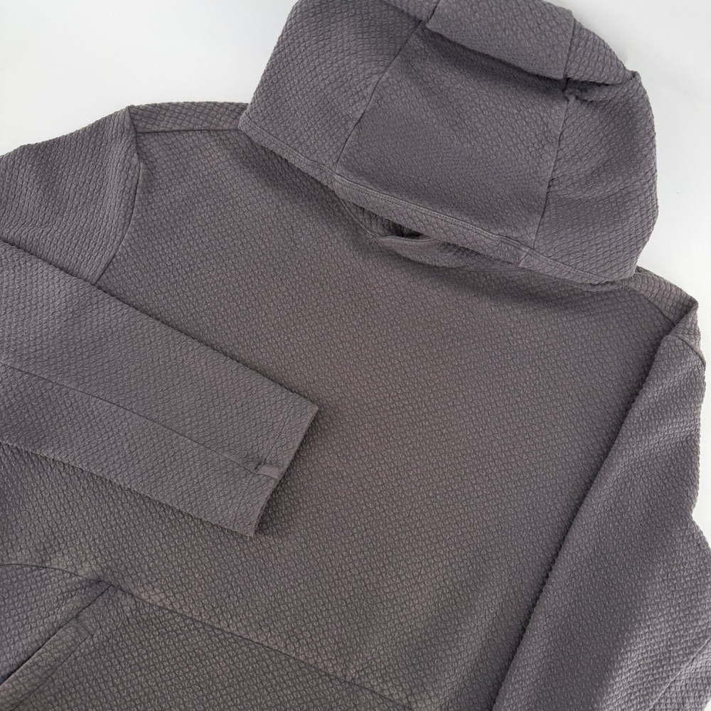 Bearbottom Pullover Hoodie Mens Small Grey Textured Waffle Knit Kangaroo Pocket